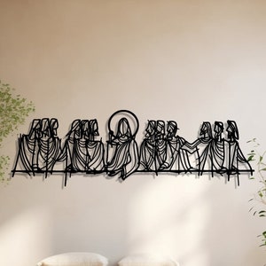 Jesus Last Supper Metal Wall Decor, Jesus Christian Metal Gift, Leonardo Da Vinci Artwork, Jesus Line Art, Christian Home Decor, Religious