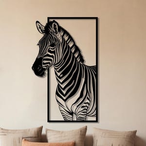 African Animal Zebra Metal Wall Art, Safari Home Decor, Abstract Metal Hangings, Wild Life Gift, Extra Large Metal Wall Art, Outdoor Sign