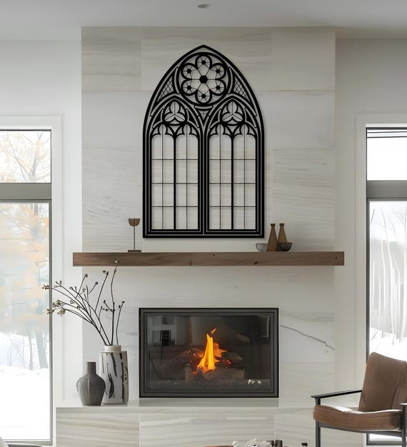 Gothic Arch Window Metal Wall Art, Medieval Decor
