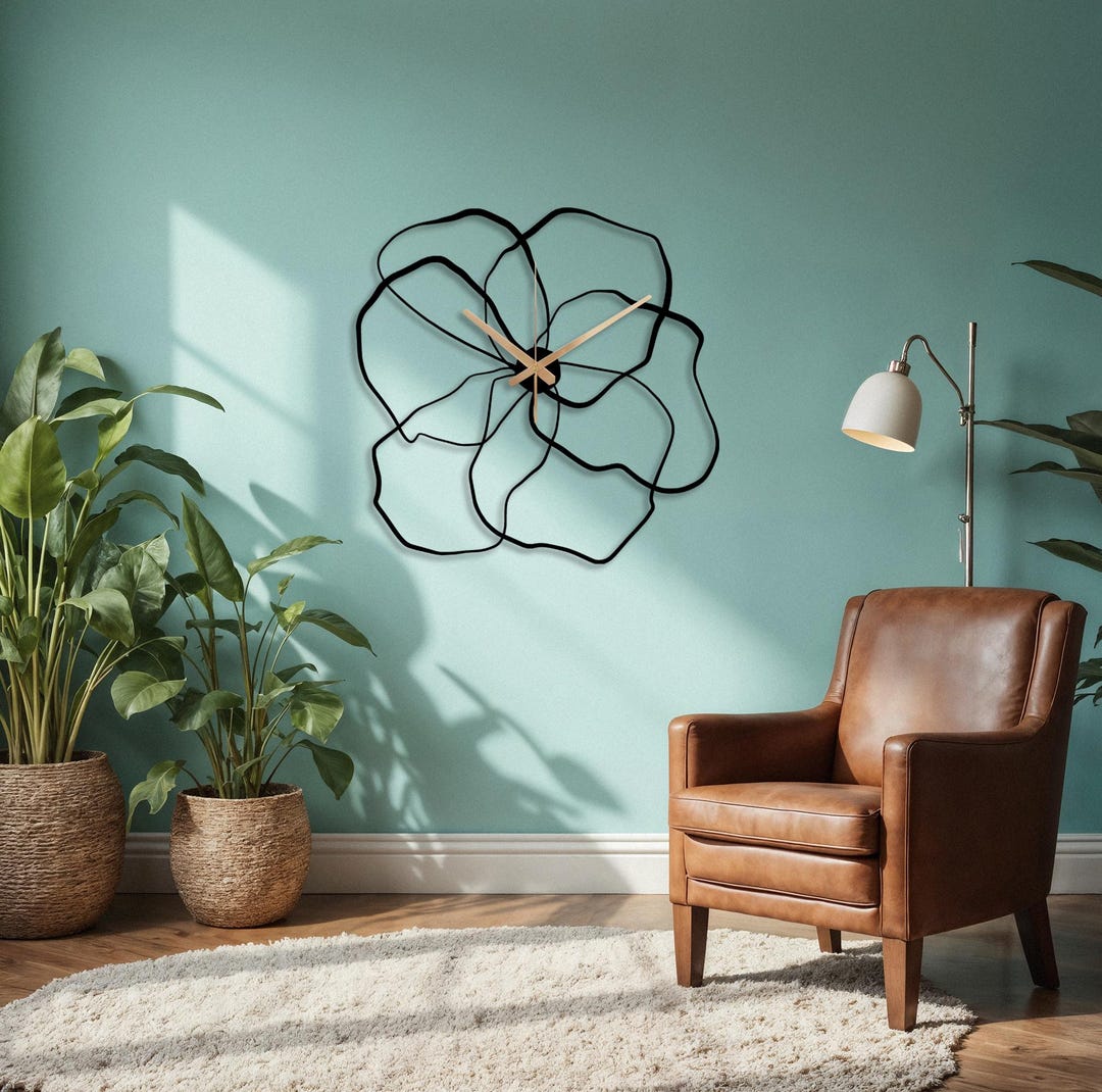 Floral Leaf Metal Wall Clock, Boho Style Silent Clock - Etsy