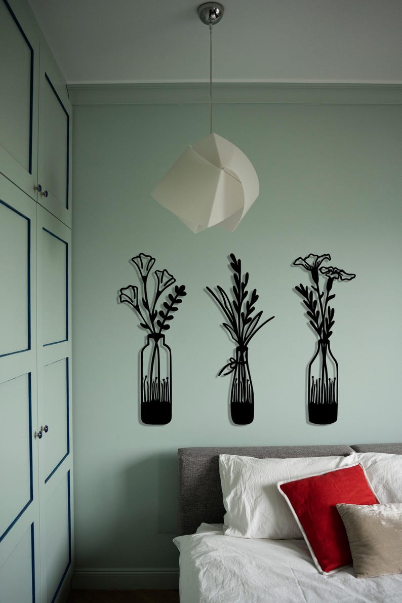 3 Piece Metal Flower Wall Art, Wildflower Home Decor - Etsy