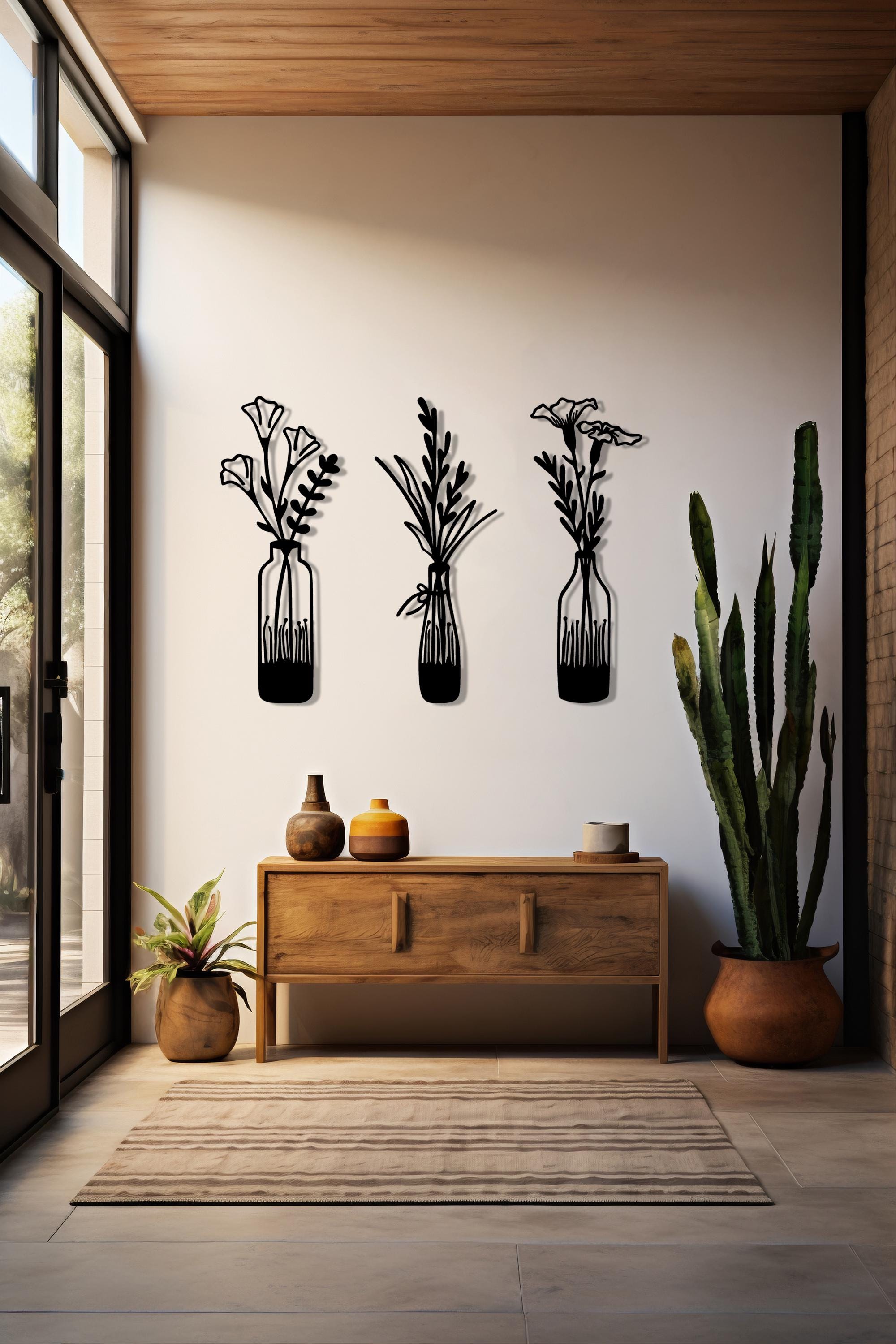 3 Piece Metal Flower Wall Art, Wildflower Home Decor - Etsy