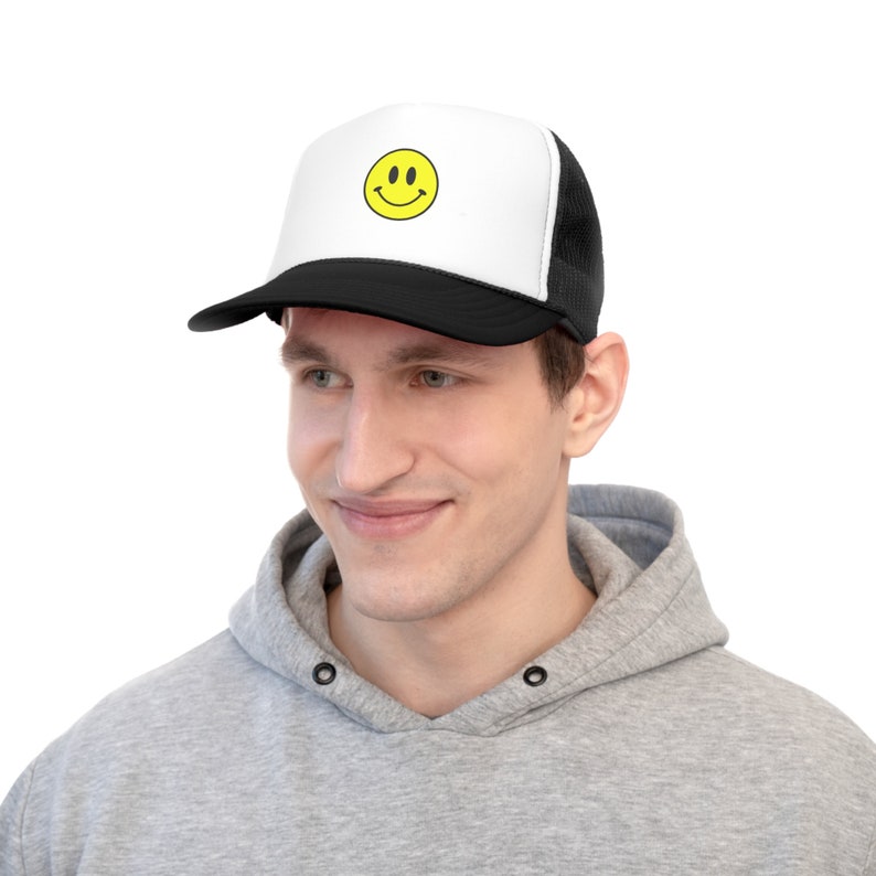 Smiley Face Trucker Caps, Minimalist Hat for Men and Women, Available in Multiple Colors image 4