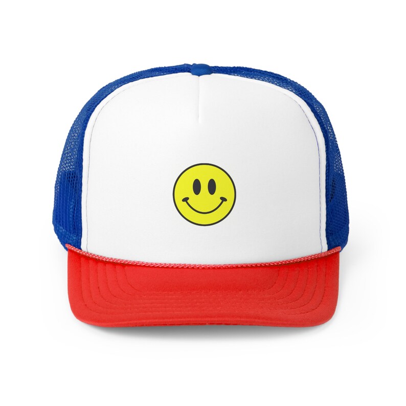 Smiley Face Trucker Caps, Minimalist Hat for Men and Women, Available in Multiple Colors image 6