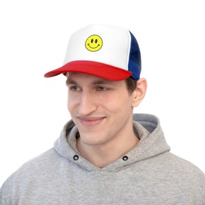 Smiley Face Trucker Caps, Minimalist Hat for Men and Women, Available in Multiple Colors image 8
