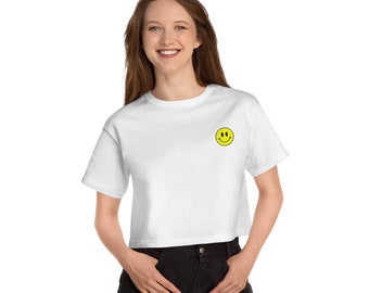 Crop Top Ample Avec Motif Smiley 'Be Happy' - Taille Unique - Occasion Très Bon état