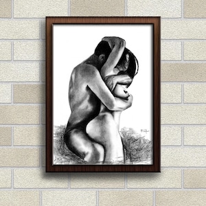 Wand Kunst Poster Romantisches paar home decor Zeichnung