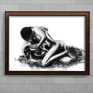 Wall Art Poster Print Zeichnung eines Paares Liebe machen für Schlafzimmer Dekor