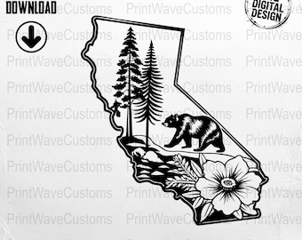 California State Silhouette SVG Golden State Outline Clipart PNG Digital Download Sublimation Design Minimalist Art JPG Cricut Cut Pdf