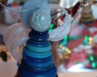 Angel Ornament - Blue Rose Button