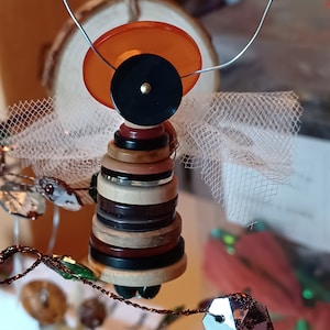 Angel Ornament - Orange Buttons