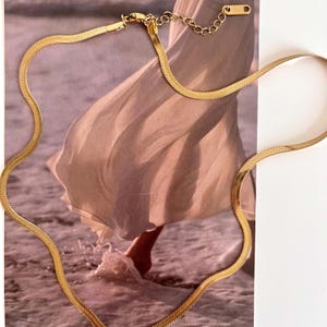 Gold Filled Herringbone Snake Chain Necklace, Adjustable Layering Necklace