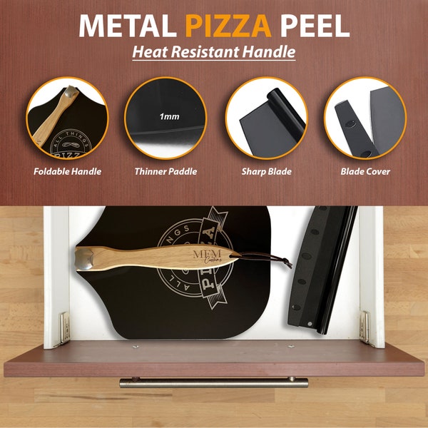 Aluminum Non Stick Pizza Peel and Knife Set,  Engraved, Serving Board, Pizza Paddle, Cutting Board, Pizzeria Board, Pizza Peel Gift Set