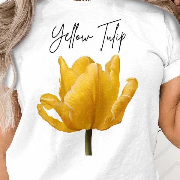 Yellow Tulip Graphic T-Shirt / Sweatshirt, Nature Inspired Floral Design, Bright Summer Casual Wear, Great Gift for Nature and Plant Lovers
