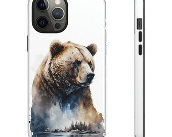 Stoer iPhone-hoesje voor iPhone 12, 13, 14, 15 - For the Love of Nature - Great Grizzly Bear in Wilderness