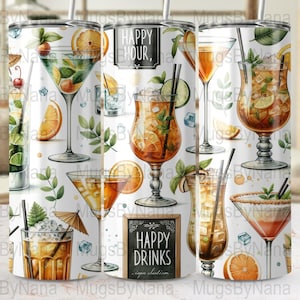 Digitaler Cocktail Becher Wrap/Kunstdruck, Happy Hour Drink Illustration, Vintage Bar Dekor, druckbare Wandkunst, Küchen Kunstwerk, Getränke