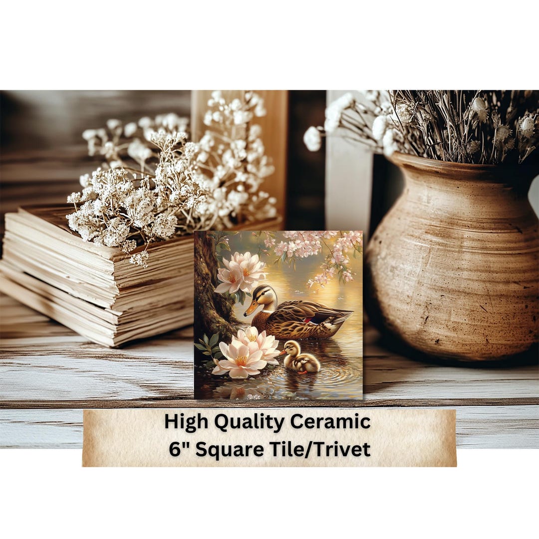 Vintage Duck Ceramic Tile Art, Hand Sublimated 6
