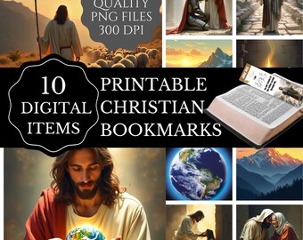 Bible Verse Bookmarks Printable Images, 10 High Quality Images, Christian Scripture Faith, Inspirational Bible Quotes, Instant PNG 300 DPI