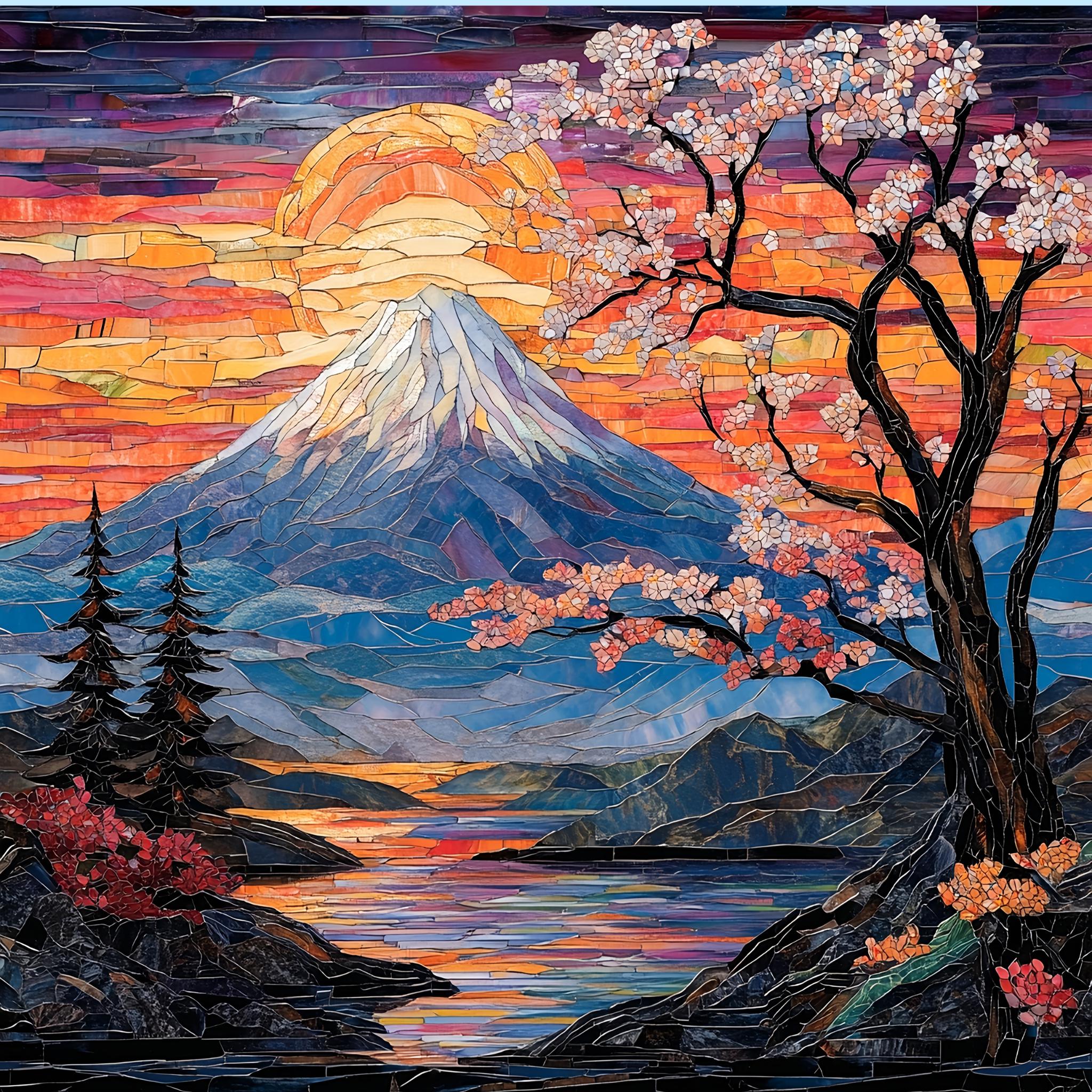 Mt Fuji Stained Glass - Etsy