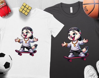 Skateboarding Possum T-Shirt, Cute Animal Graphic Tee, Urban Style Hip Hop Possum Shirt