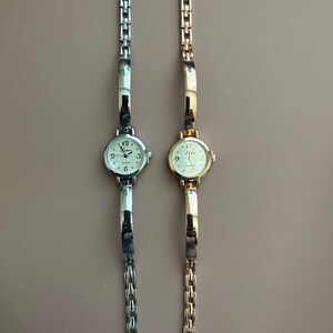 Silver and Rose Gold Dainty Skinny Wrist Watch, Retro Watch, Gifts for Her, Unisex