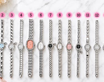 Vintage Silver Y2K Dainty Women’s Skinny Dress Watch, Elegant Everyday Jewelry