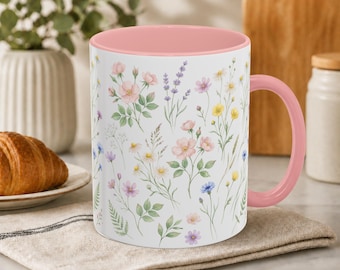 Watercolor Wildflower Mug | Spring Floral Coffee Cup | Cottagecore Botanical Gift | Tea Lover