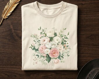 Comfort Colors® Blush Rose Bouquet Tee | Garden Party Floral Shirt | Peony Ranunculus | Romantic Gift