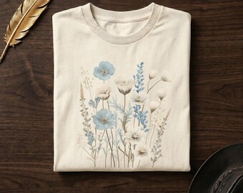Comfort Colors® Coastal Wildflower Tee | Sea Holly Botanical Shirt | Beach Floral Gift | Nautical Nature