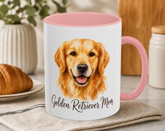Golden Retriever Mom Mug | Cute Watercolor Portrait Coffee Cup Birthday Christmas Gift | Puppy Lover Fluffy Dog Owner Breed Appreciation Day