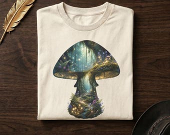 Comfort Colors® Fairy Forest Mushroom Tee | Enchanted Cottagecore Shirt | Fairycore Nature Art | Gift for Her