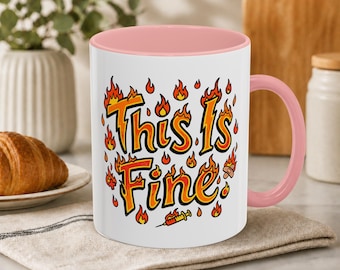 This Is Fine Nurse Mug | Funny RN Coffee Gift | Sarcastic Dark Humor Cup | Healthcare Coworker