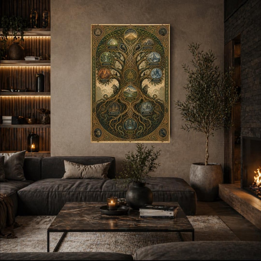 Yggdrasil — the World Tree | Norse Mythology Print | Nine Realms Poster ...