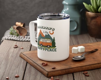 Tazza termica da campeggio: tazza da caffè isolata in acciaio inossidabile da 10 once, regalo per escursioni all'aperto