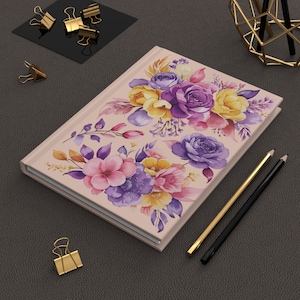 Journal floral personnalisé à couverture rigide et à spirales, carnet de notes floral personnalisé, journal de noms personnalisé, journal avec reliure en spirale, journal cadeau
