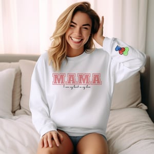 Sudadera personalizada para mamá con nombres de niños, sudadera para mamá, llevo mi corazón en la manga, sudadera para mamá, Regalo Perfecto