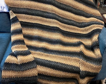Bronze and black merino wool and mohair throw blanket