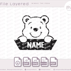 Winnie the Pooh Name SVG File layered Winnie the Pooh for creative projects Pooh png dxf file Winnie The Pooh cut file for crafts