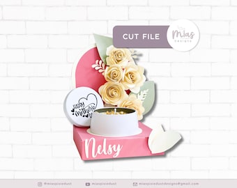 Moederdag Scène Doos SVG Papieren Bloem Scène Doos Sjabloon Moeder Geschenkdoos Cricut Project Geschenkdoos voor kaars Moederdag handgemaakt cadeau