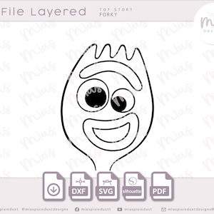 Forky face SVG kostuummasker Forky DXF-bestand Toy Story SVG voor feestrekwisieten Forky png Toy Story vinyl stickerbestand