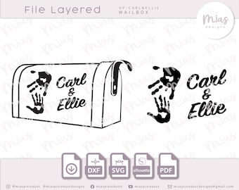 UP Mailbox SVG Up movie Carl & Ellie Mailbox Handprints Dxf file for vinyl Carl and Ellie hands Svg file for props Up movie svg