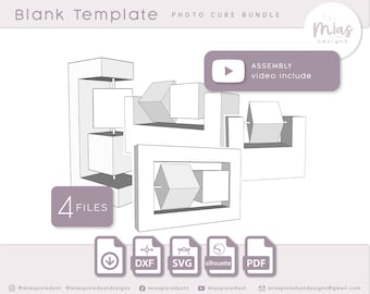 Swing-Fotorahmen-Vorlage Rotierender Fotowürfel Geschenkidee Vorlage Fotorahmen-Standfuß Datei für Cricut Floating-Fotowürfel-Geschenkvorlage