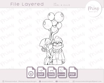 File layered UP movie Carl & Ellie Ballons | Dxf, Svg, Eps, Pdf | Instant Download Digital Files | Cricut, Silhouette Files