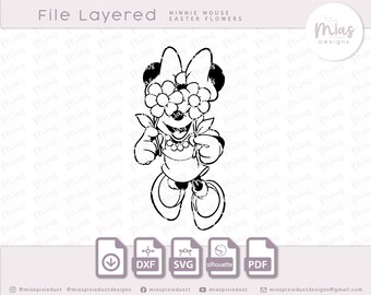 Fichier de Pâques Minnie fleurs Minnie en couches pour autocollant vinyle et accessoires Minnie charagcter svg couleurs en couches pour projets d'artisanat