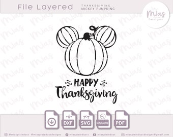 Happy Thanksgiving Pumpking SVG Mickey Mouse and Friends thanksgiving file for vinyl decal or sublimation projects Thanksgiving Mickey svg