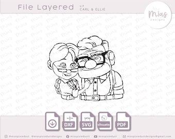 UP Elderly Carl and Ellie SVG file UP movie Dxf file for vinyl Carl and Ellie old Svg file for props Up movie svg