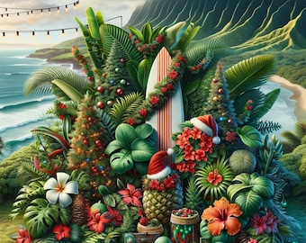 Christmas in Hawai'i - Digital Paper - 1 Design - 3600 x 3600 pixels  - Commercial Use