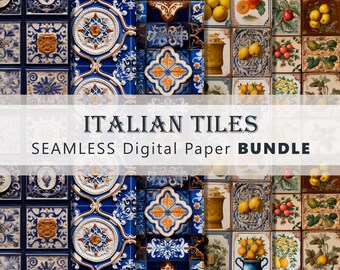 ITALIAN TILES 1, Digital Paper - SEAMLESS - 5 Designs - 3600 x 3600 pixels (37.5 in x 37.5 in)  - Commercial Use
