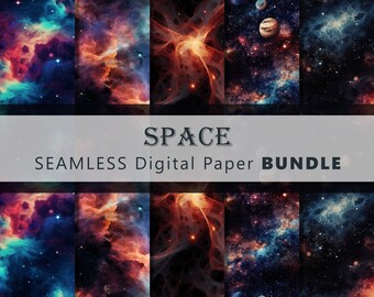 SPACE, Digital Paper - SEAMLESS - 5 Designs - 3600 x 3600 pixels (37.5 in x 37.5 in)  - Commercial Use