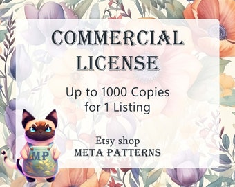 MetaPatterns Commercial License | For 1 Listing | Physical Products only | No digital products & No print on demand | 1,000 copies